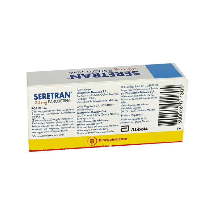 Seretran Paroxetina 20Mg X Comprimido
