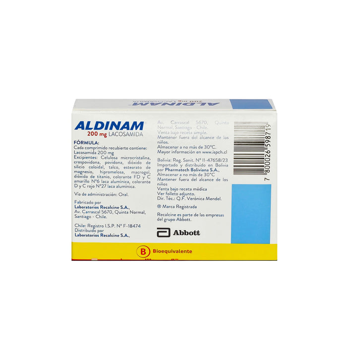 Aldinam Lacosamida 200Mg X Comprimido Recubierto