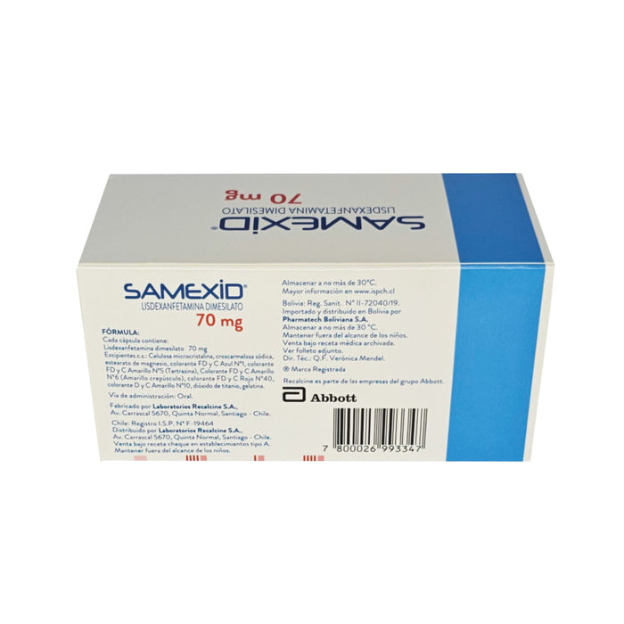 Samexid Lisdexanfetamina Dimesilato 70Mg X Cápsula