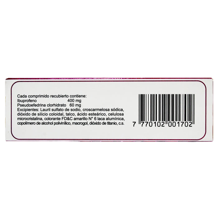 Pironal Flu Forte Ibuprofeno 400Mg Y Pseudoefedrina Clorhidrato 60Mg X Tableta