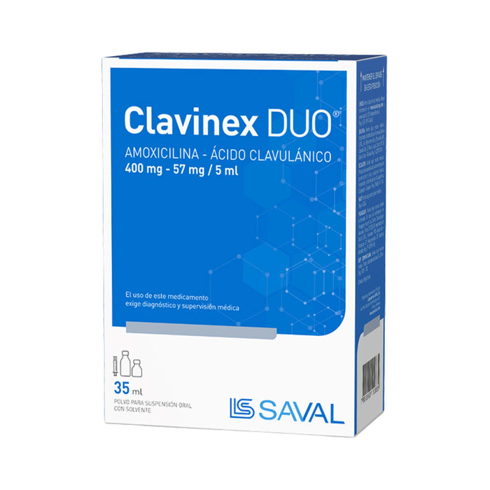 Clavinex Duo 400Mg Amoxicilina 57Mg Ácido Clavulánico X 35Ml