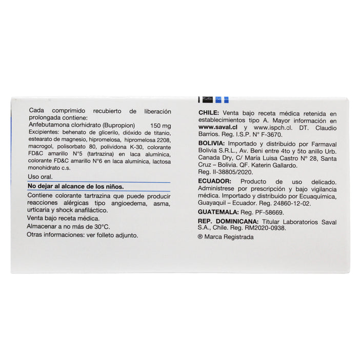 Buxon 150Mg Bupropion Clorhidrato X Tableta