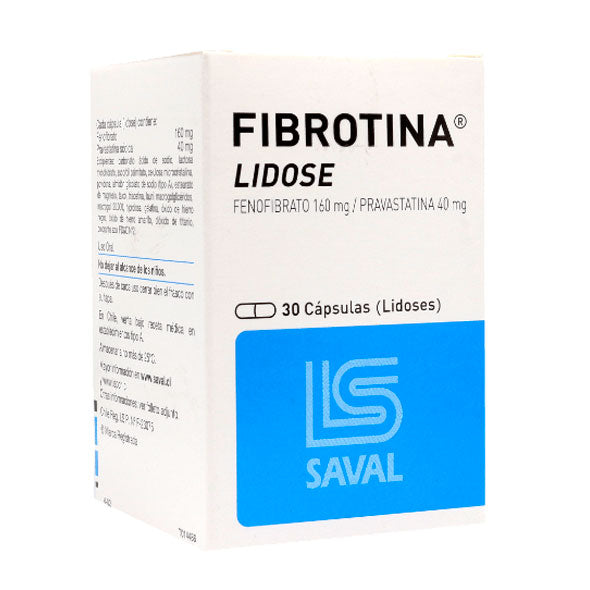 Fibrotina Lidose Fenofibrato 160Mg Y Pravastatina Sodica 40Mg X Capsula