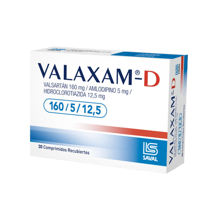 Valaxam D 160Mg Valsartán 5Mg Amlodipino Y 12.5Mg Hidroclorotiazida X Tableta