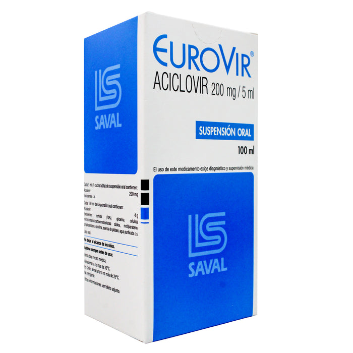 Eurovir 200Mg5ml Aciclovir Suspencion X 100Ml