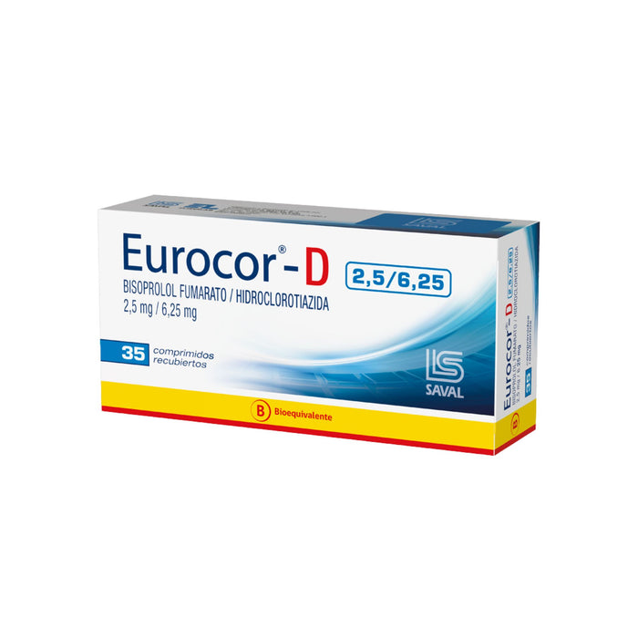 Eurocor D 2.5Mg Bisoprolol 6.25Mg Hidroclorotiazida X Comprimido