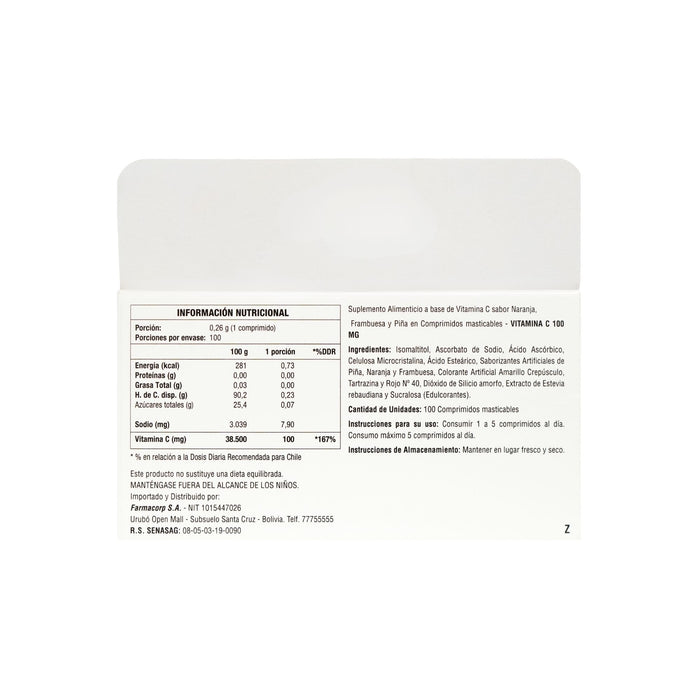 Vitamina C 100Mg Masticable Amaria X Comprimido Masticable
