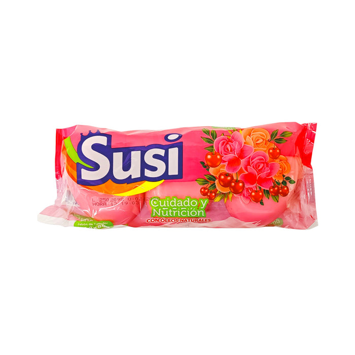 Tripack Jabon De Tocador Susi  Flores Rosas 3 X 80G