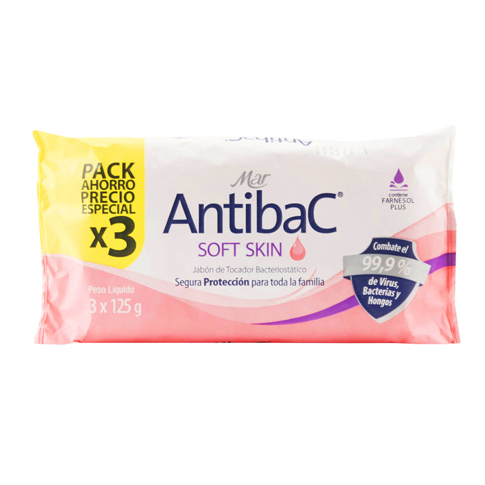 Jabón De Tocador Pack Mar Antibacterial Soft Skin X 3Unidades /125G