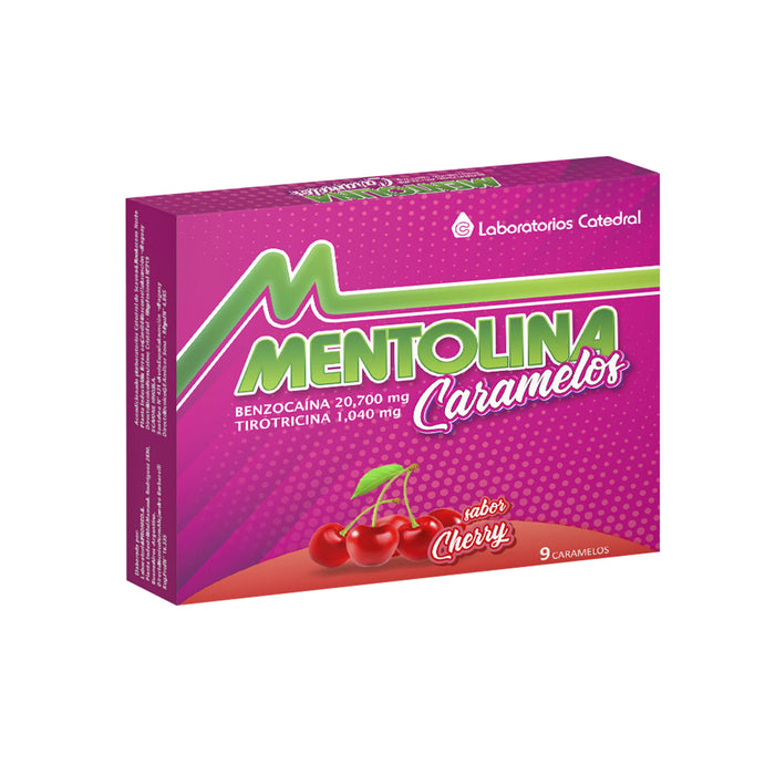 Caramelo Mentolina Cherry con Benzocaína y Tirotricina.