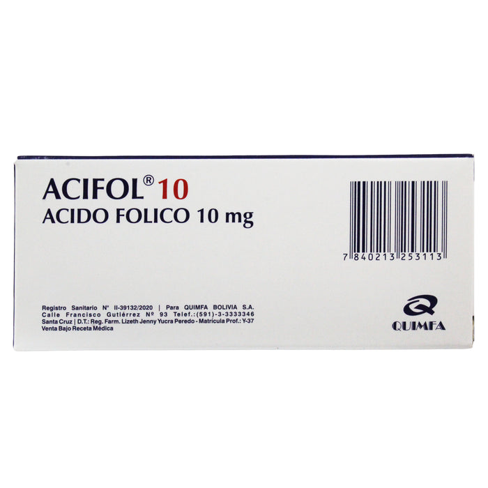 Acifol 10Mg Acido Folico X Tableta