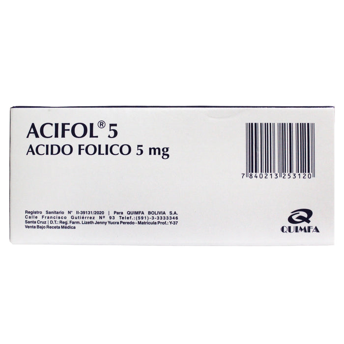 Acfol Acifol 5Mg Acido Folico X Tableta— Farmacorp