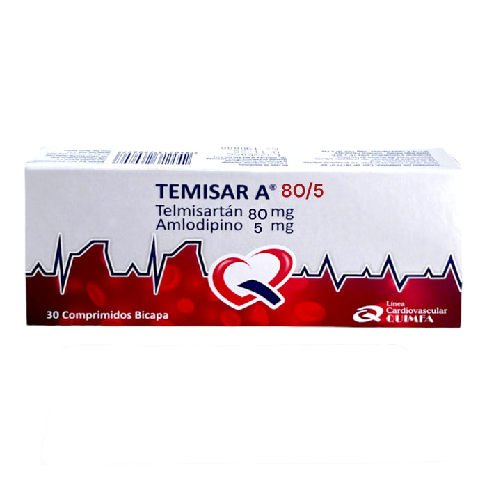 Temisar A 80/5Mg Telmisartan/Amlodipino X Comprimido