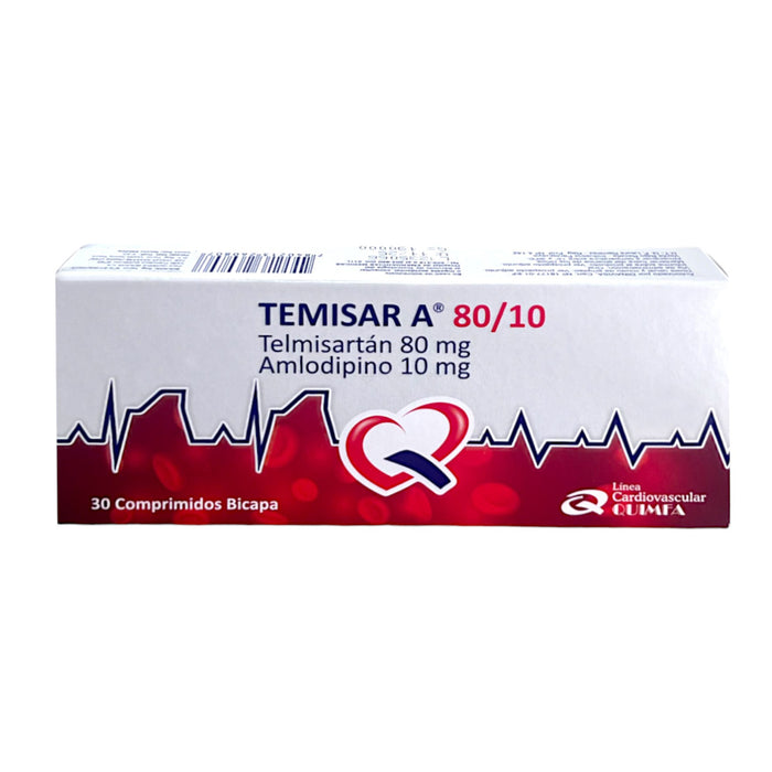 Temisar A 80/10Mg Telmisartan/Amlodipino X Comprimido