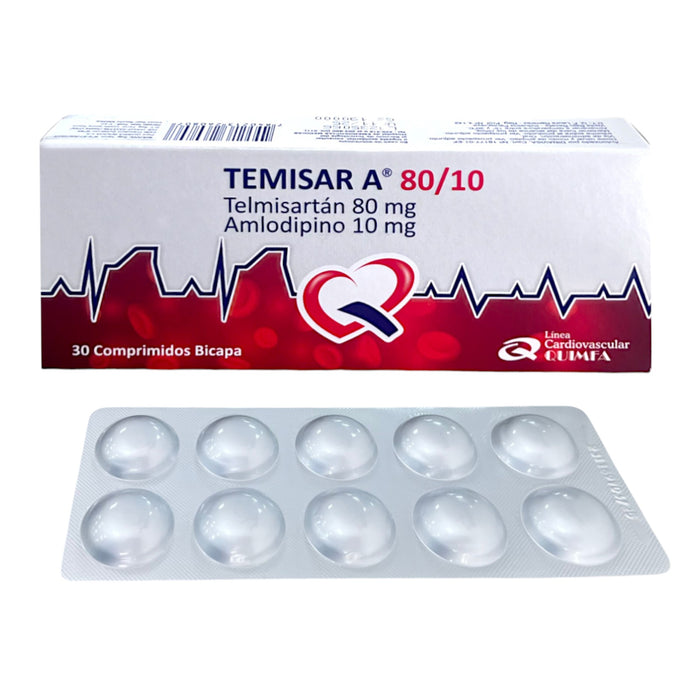 Temisar A 80/10Mg Telmisartan/Amlodipino X Comprimido
