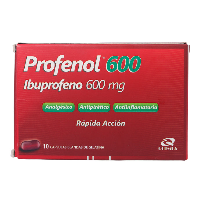 Profenol 600Mg X 10 Cap Blandas Ibuprofeno