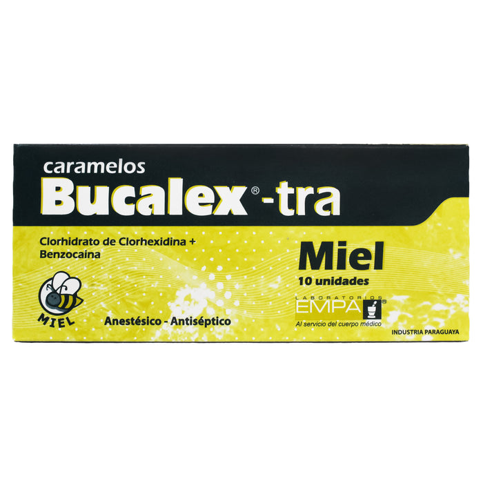 Bucalex -Tra Caramelos Clorhexidrato Benzocaína Miel X Pastilla