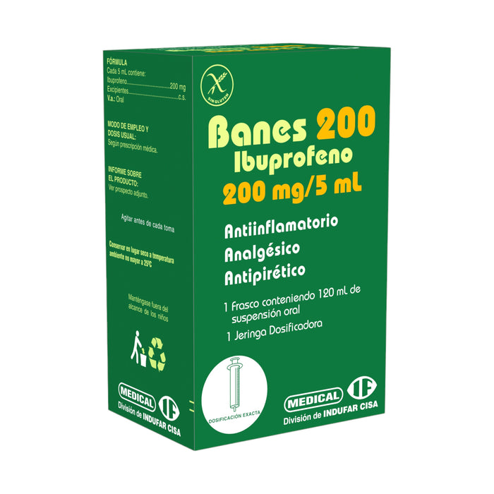 Banes 200Mg 5Ml Suspensión Oral Ibuprofeno X 120Ml
