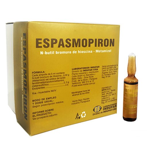 Espasmopiron N-Butil Bromuro De Hioscina 0.02G Y Metamizol 2.5...