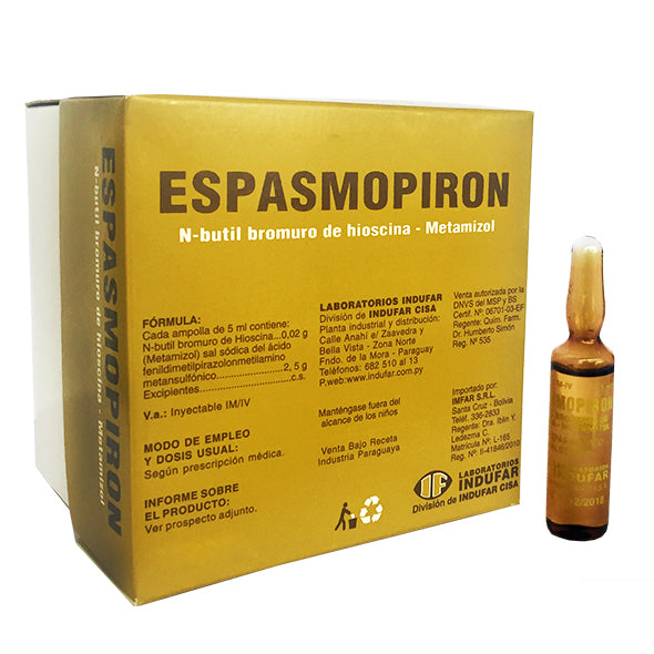 Espasmopiron N-Butil Bromuro De Hioscina 0.02G Y Metamizol 2.5G X Ampolla De 5Ml