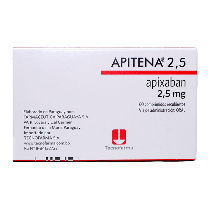 Apitena 2.5Mg Apixaban X 60 Comprimidos