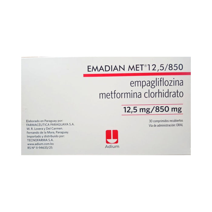 Emadian Met Empagliflozina 12.5 Mg Metformina 850Mg X Comprimido