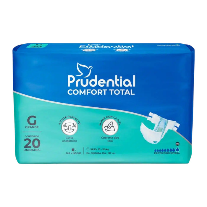 Pañal Prudential Confort Total Para Adulto Talla G X 20 Unidades