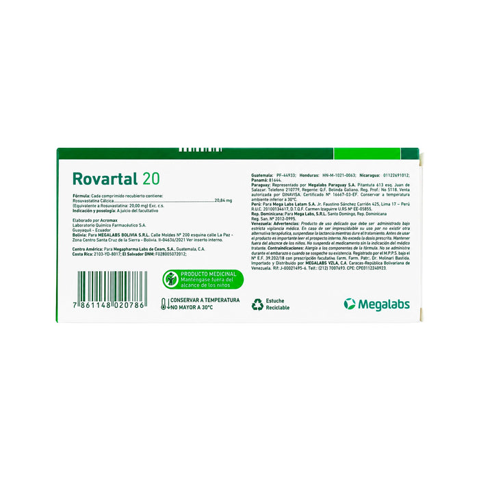 Rovartal Rosuvastatina 20Mg X Comprimido