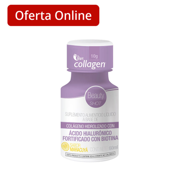 Live Collagen Beauty Shot Maracuya Colágeno Farmacorp X 60Ml
