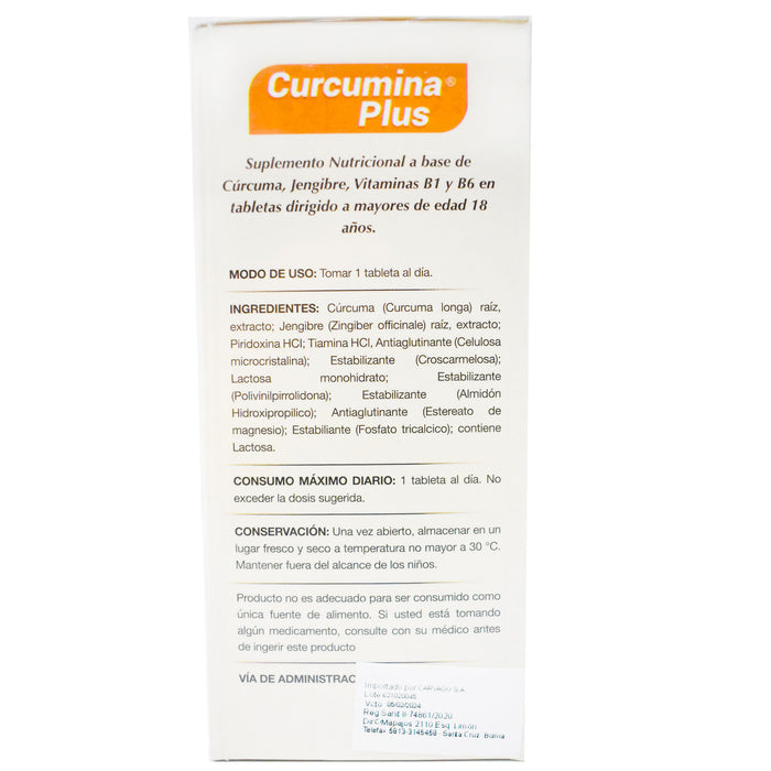 Curcumina Plus X 60 Tab C Vit B1 B6 Suplemento Nut