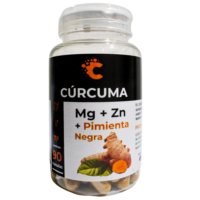 C Curcuma Magnesio Zinc Pimienta X 90 Capsulas