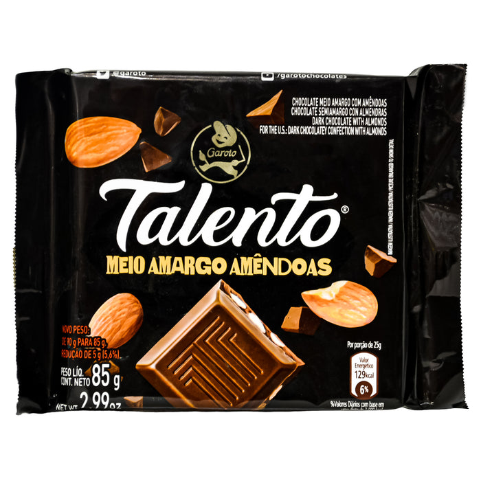 Talento Chocolate Semiamargo Almendras X 85G