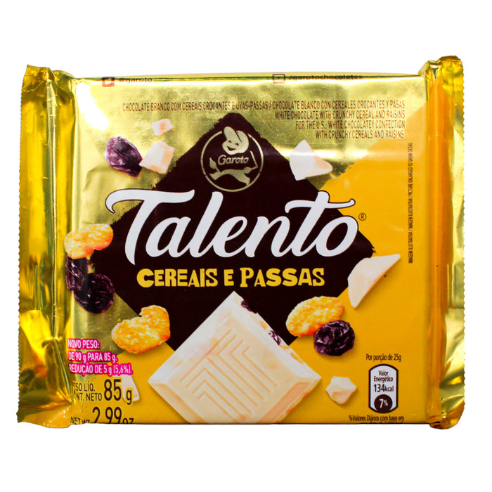 Talento Cereales Y Pasas Chocolate X 85G