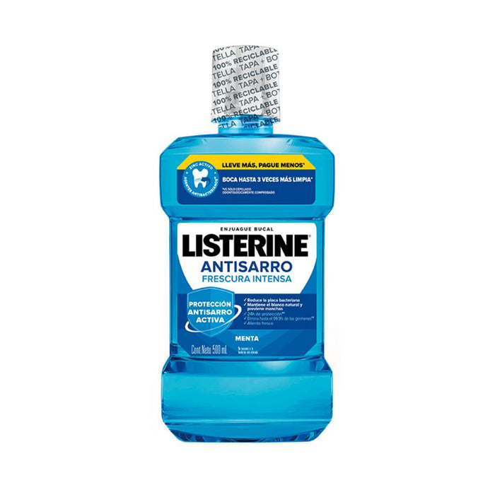 Enjuague Bucal Listerine Anti Sarro Frescura Intensa X 500Ml