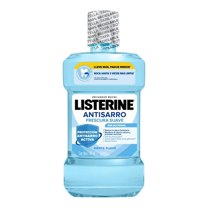 Enjuague Bucal Listerine Anti Sarro Zero Menta Suave X 500Ml