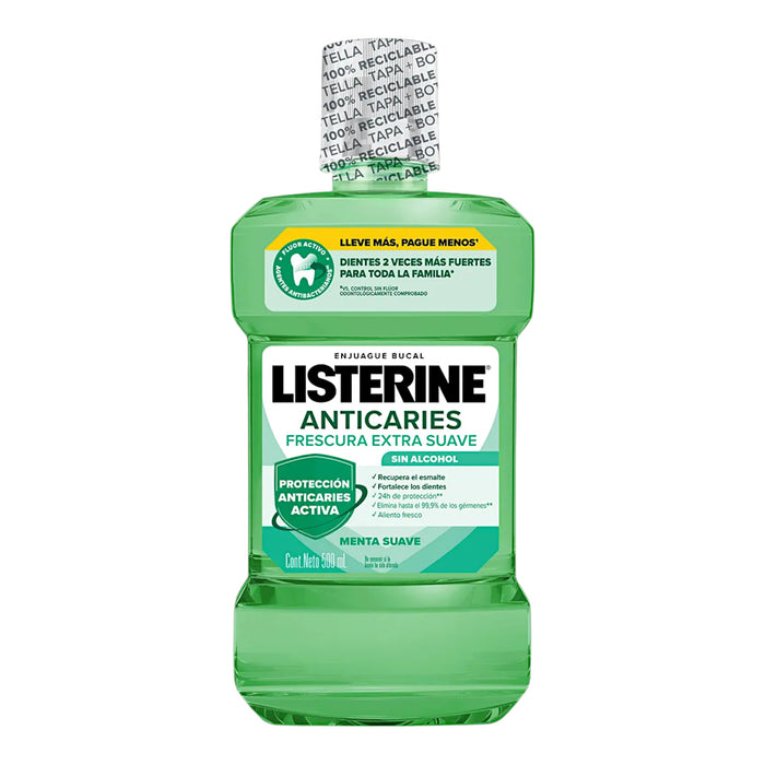 Enjuague Bucal Listerine Anti Caries Menta Suave X 500Ml