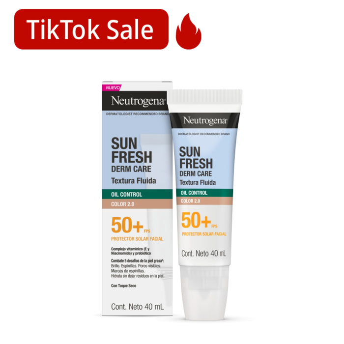 Protector Solar Facial Neutrogena Sun Fresh Derm Care Fps50+ Color 2.0 X 40Ml
