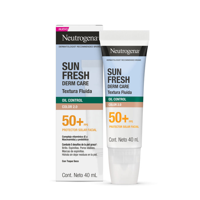 Protector Solar Facial Neutrogena Sun Fresh Derm Care Fps50+ Color 2.0 X 40Ml