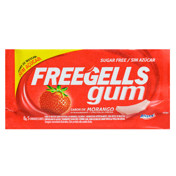 Freegells Gum Chicle Sabor Frutilla-Fresa X 8G