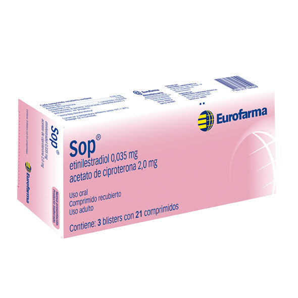 Sop Ciproterona Acetato 2Mg Y Etinil Estradiol 0.035Mg X 21 Comprimidos