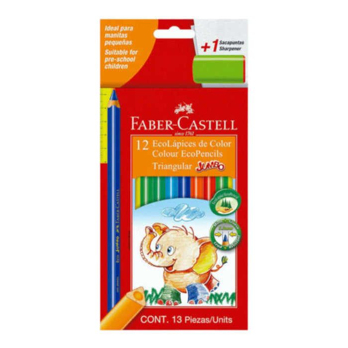 Colores Faber Castell Ecol Jumbo Triangular X 12 Unidades + Tajador
