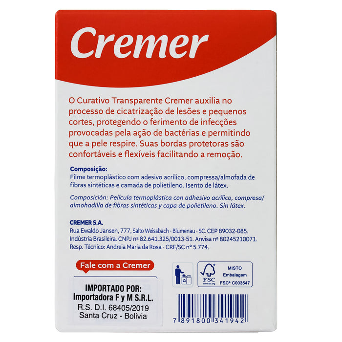 Cremer Venditas Curitas Transparente X 40 Unidades