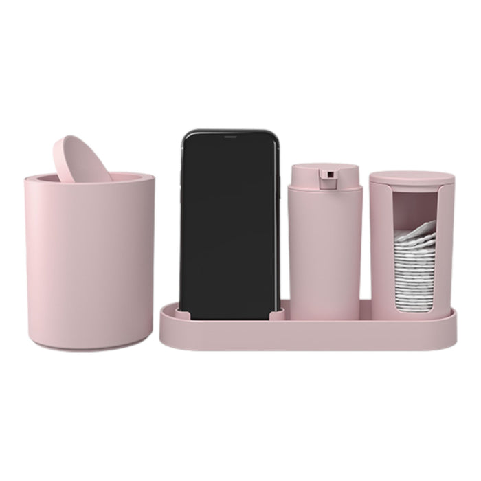 Juego De Baño Coza De Plástico Rosa Clay X 4 Piezas