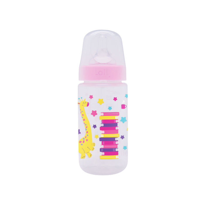 Biberón Lolly Boca Ancha 3+ Rosa Con Diseño X 300Ml