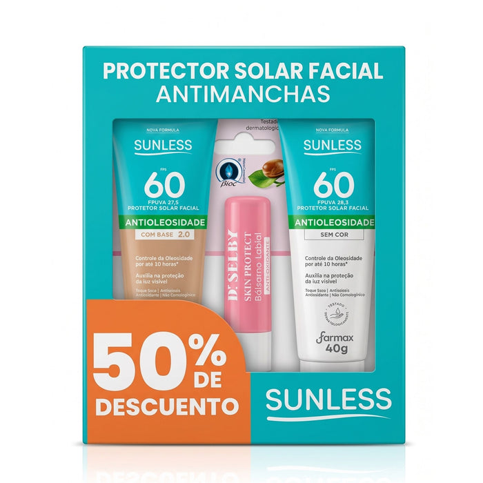 Set Protector Solar Sunless Fps60 Con Base/Sin Color + Balsamo Labial
