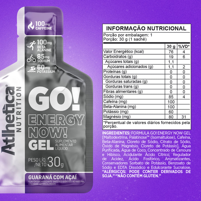 Suplemento Athletica Go Energy Gel Guaraná Acai X 30G