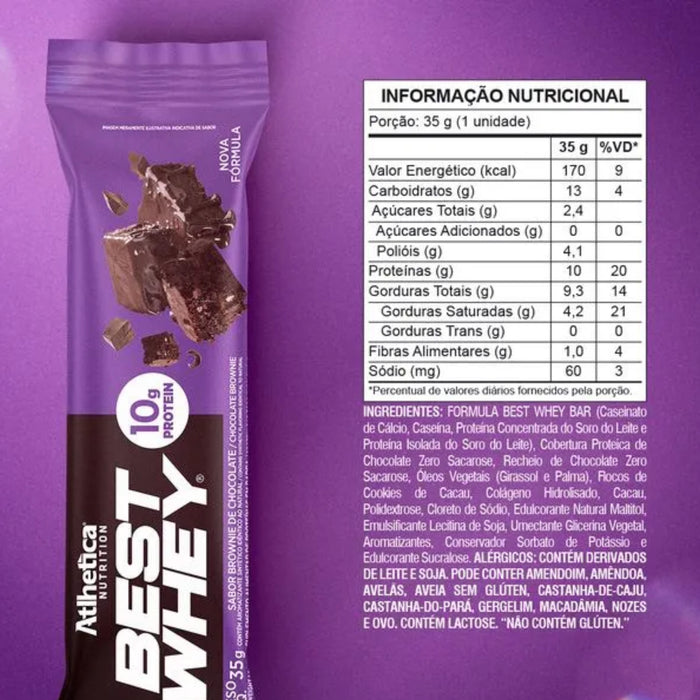 Barra De Proteína Best Whey Atlhetica Brownie Con Chocolate X 33G