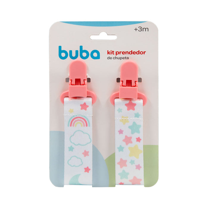 Set De 2 Sujetadores Para Chupete Buba +3M Rosa
