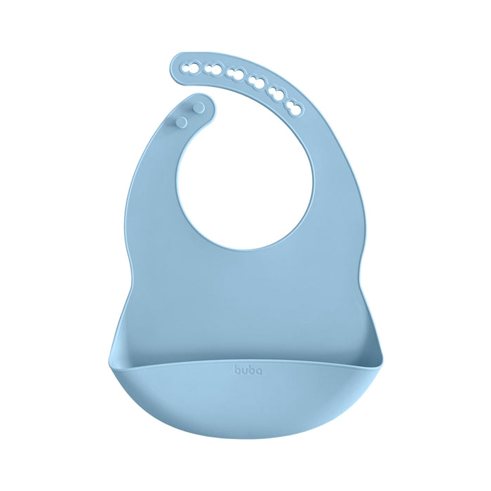 Babero De Silicona Con Atrapa Migas Buba +3M Azul