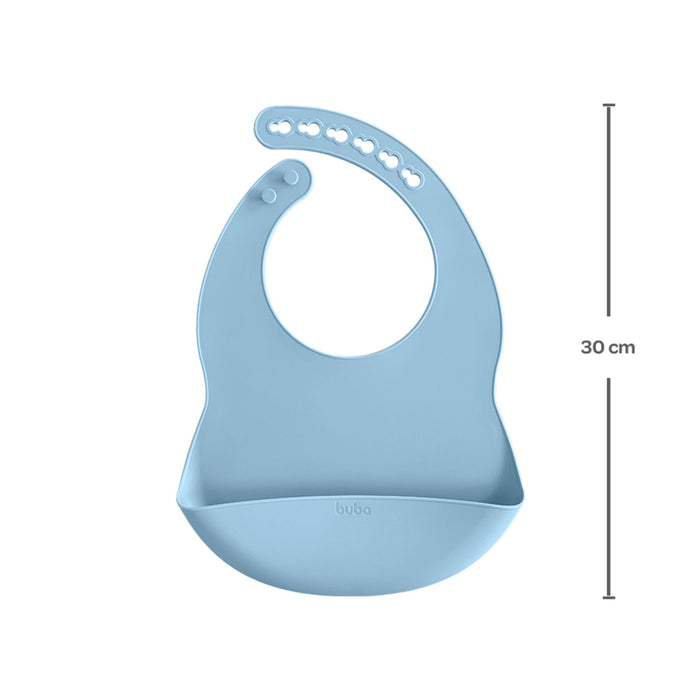 Babero De Silicona Con Atrapa Migas Buba +3M Azul